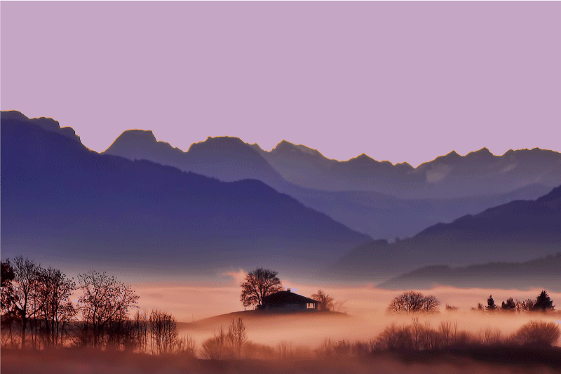 Modern placemat serene mountain landscape - TenStickers