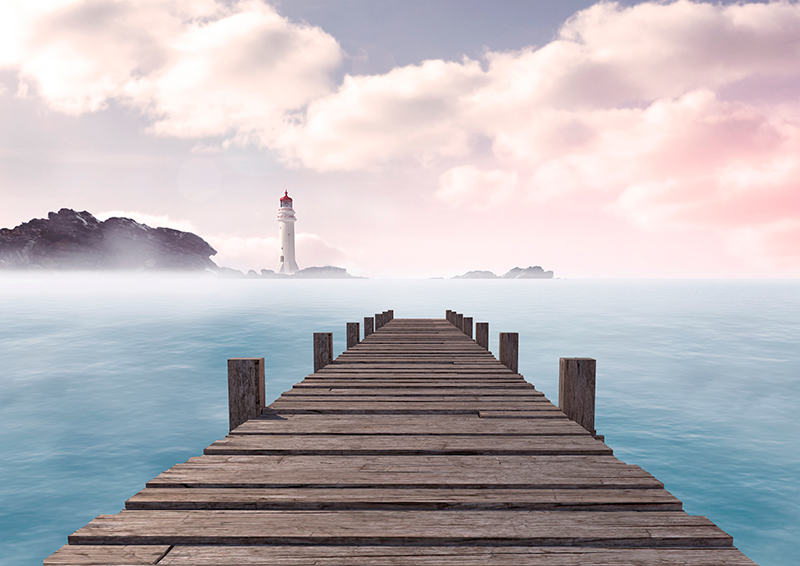 Modern placemat serene dock pathway - TenStickers