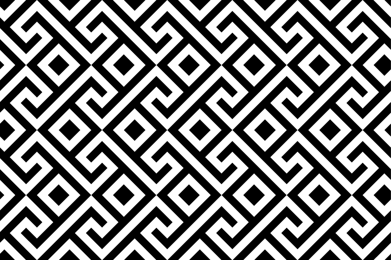 Black and white intricate geometric placemats - TenStickers