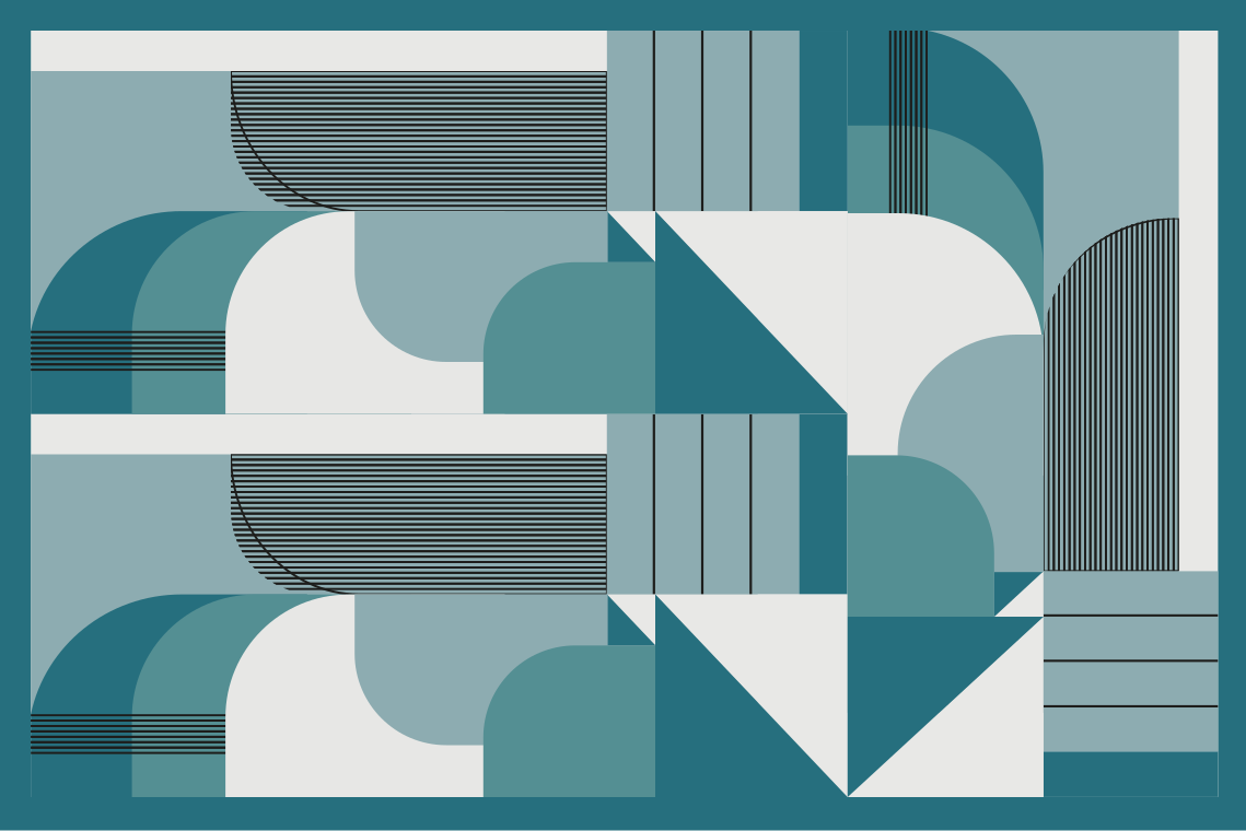 Modern placemat with geometric teal patterns - TenStickers