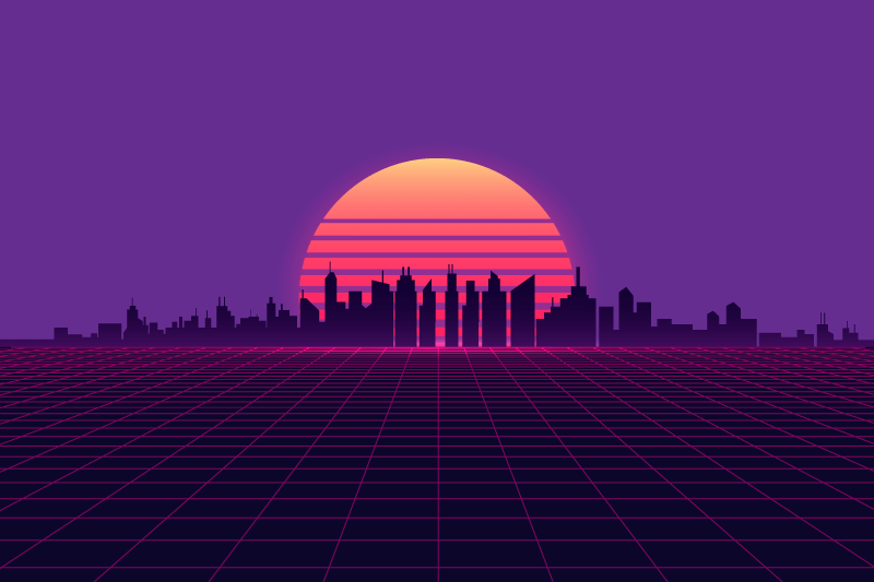 Modern placemat sunset skyline scene - TenStickers