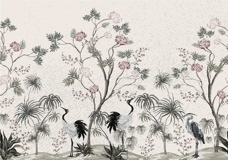 Children placemat cranes in bloom - TenStickers