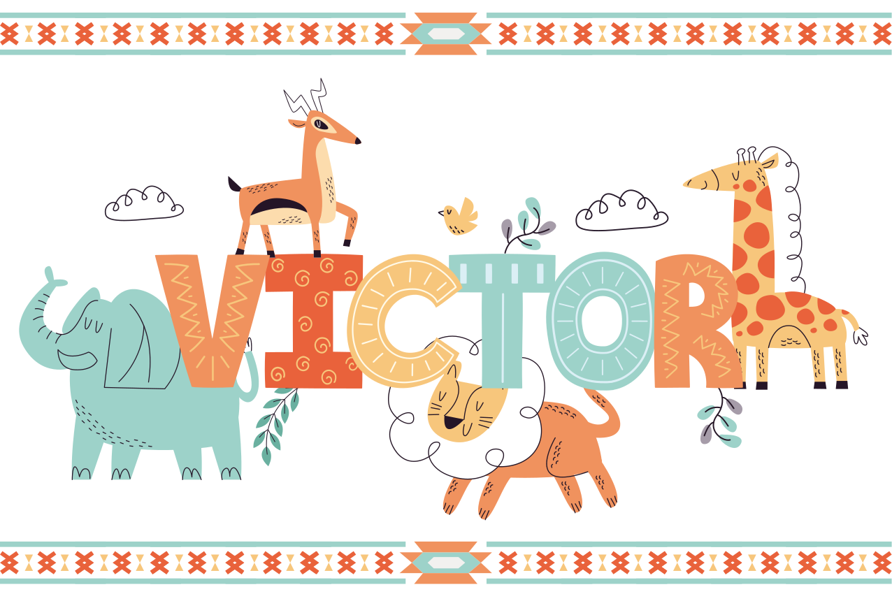 Children placemat with animal name art - TenStickers