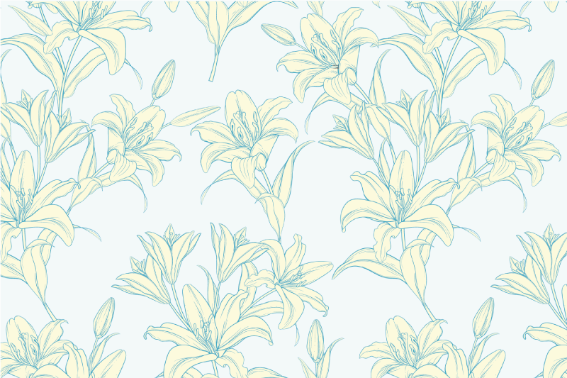 Lilies vintage style floral pattern  placemats - TenStickers