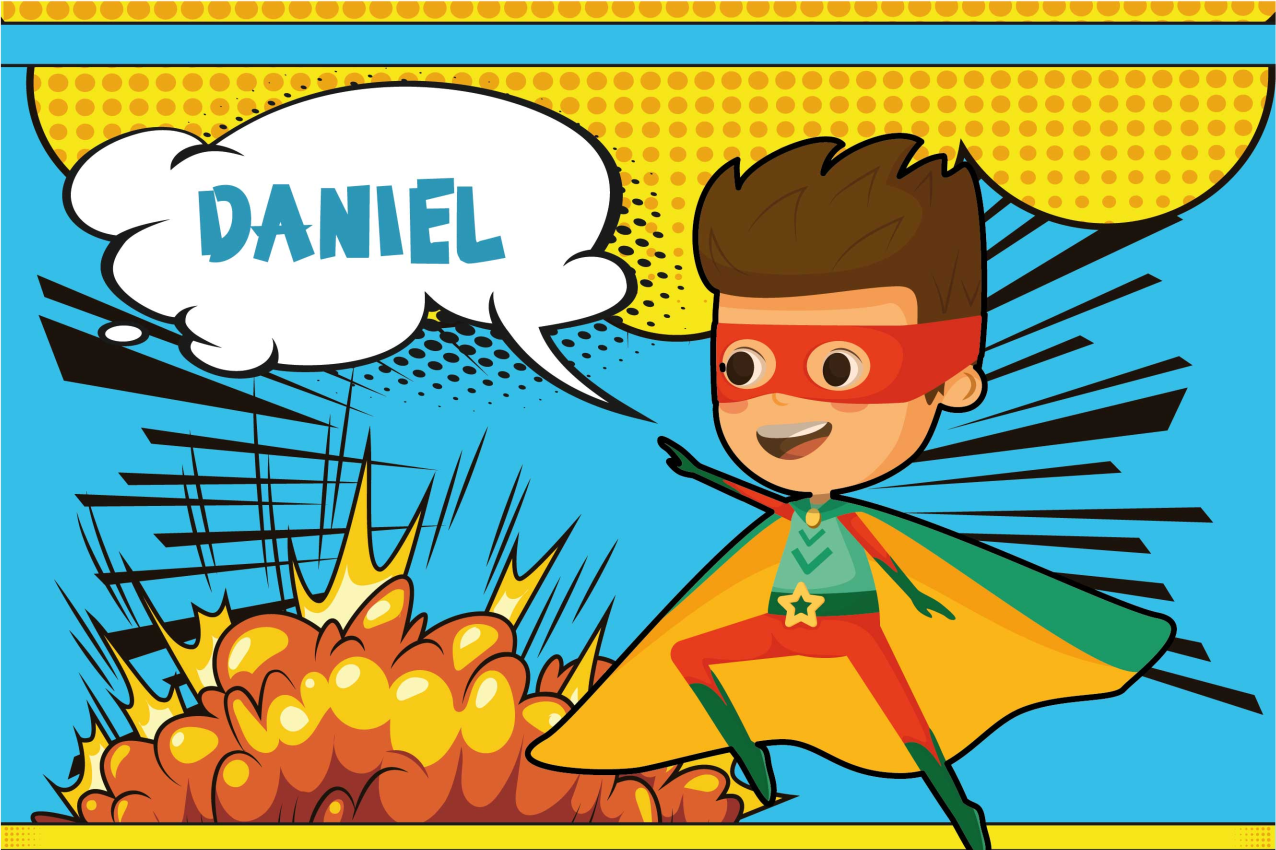 Comic super hero Personalised placemat - TenStickers