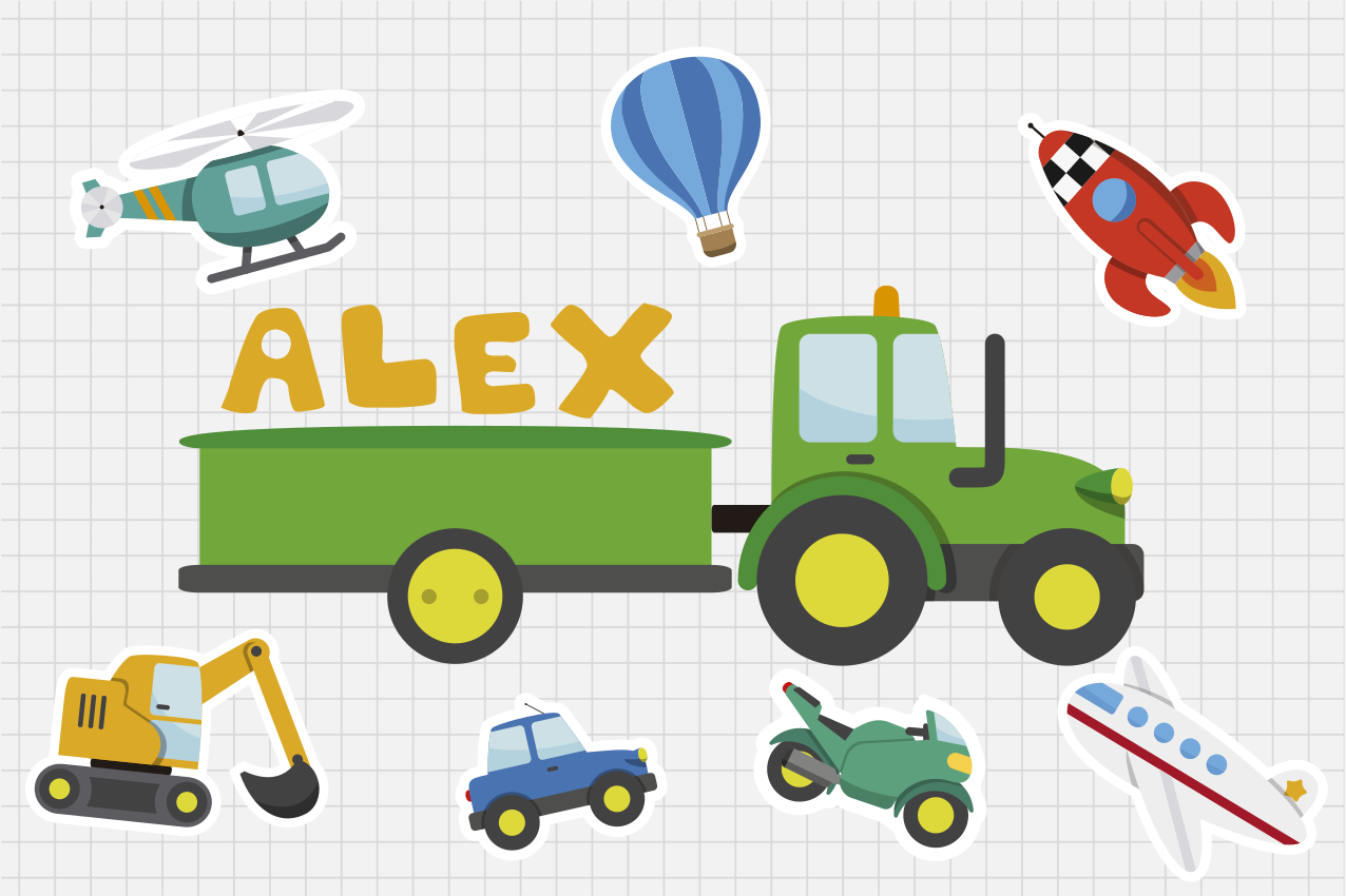 Different cartoon transport placemats - TenStickers