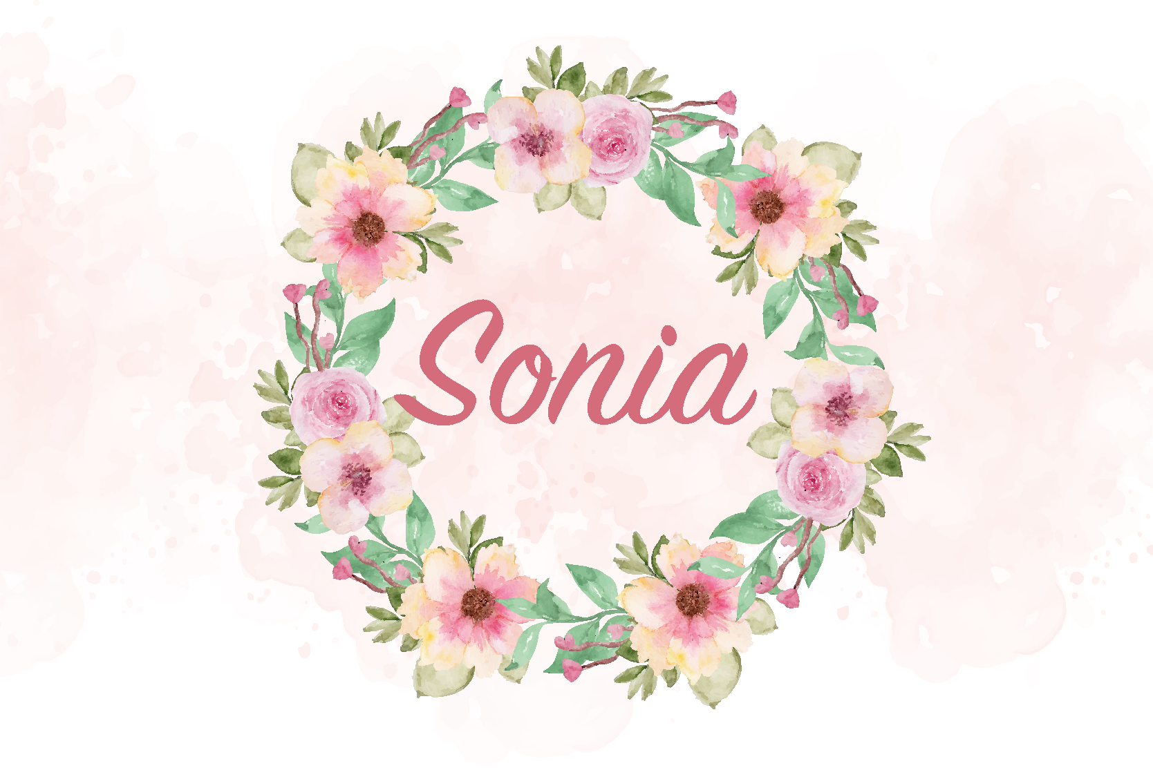 Watercolour flowers Personalised placemats - TenStickers