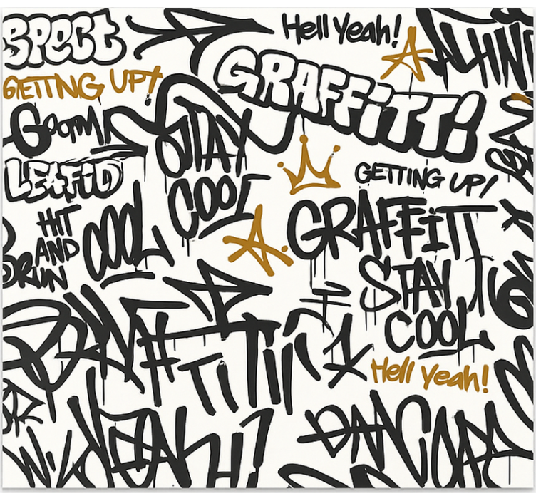 Black and white graffiti teenage wall mural - TenStickers