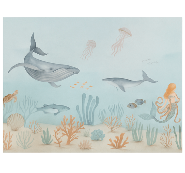 Pastel aquatic life teenage wall mural - TenStickers