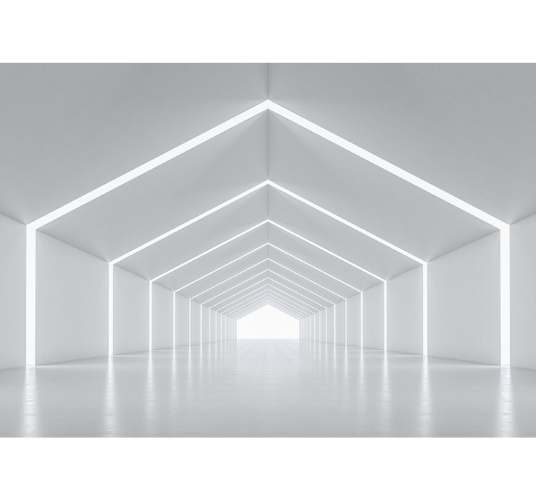 Futuristic white tunnel corridor 3d wallpaper - TenStickers