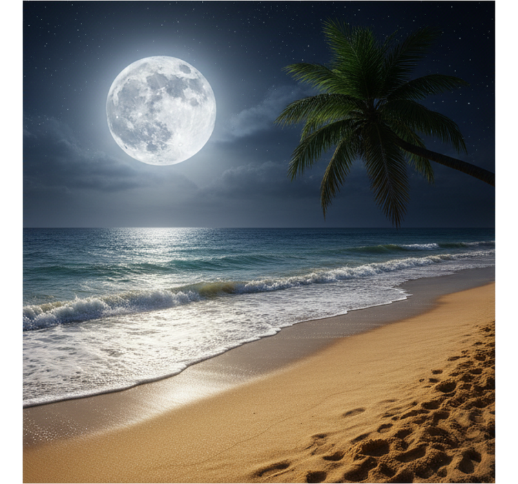 Under the sea mural full moon ocean view - TenStickers