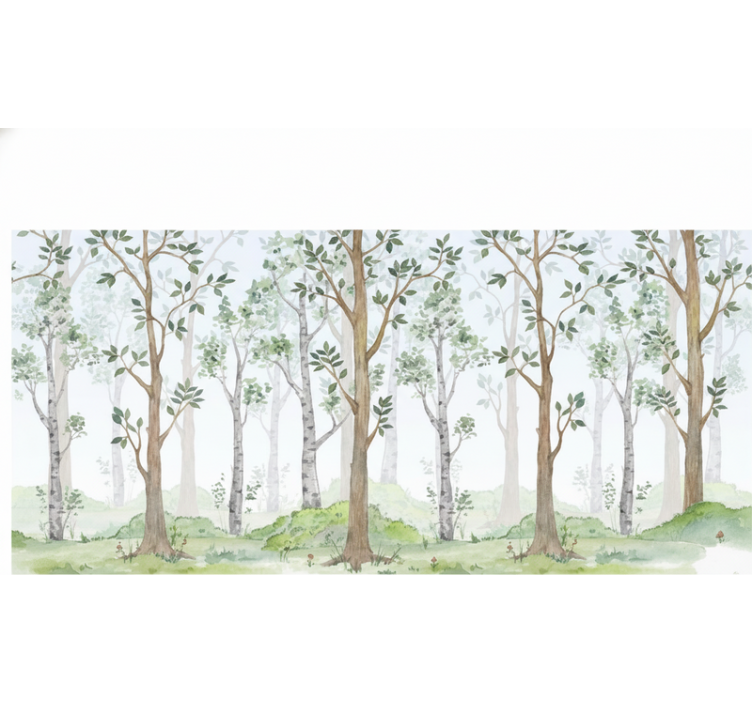 Forest wall mural pastel woodland breeze - TenStickers