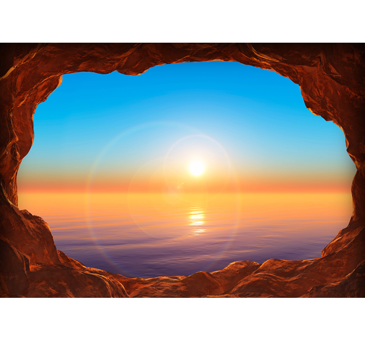 View to the sea through a cave 3D Wall Mural - TenStickers