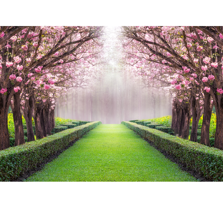 Pink garden tree wall mural - TenStickers