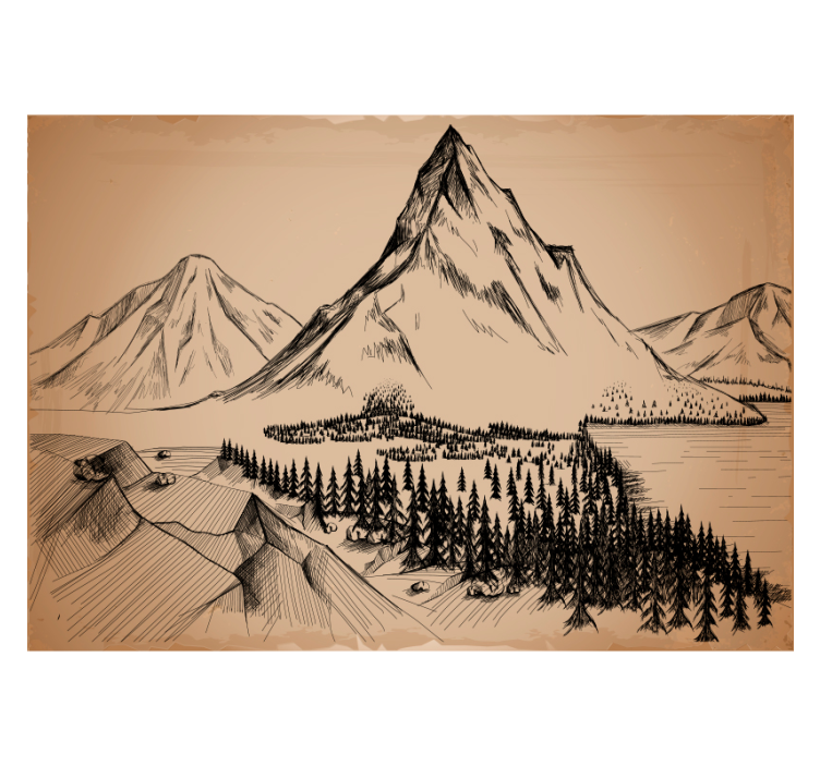 Sketch Range mountain wall mural - TenStickers