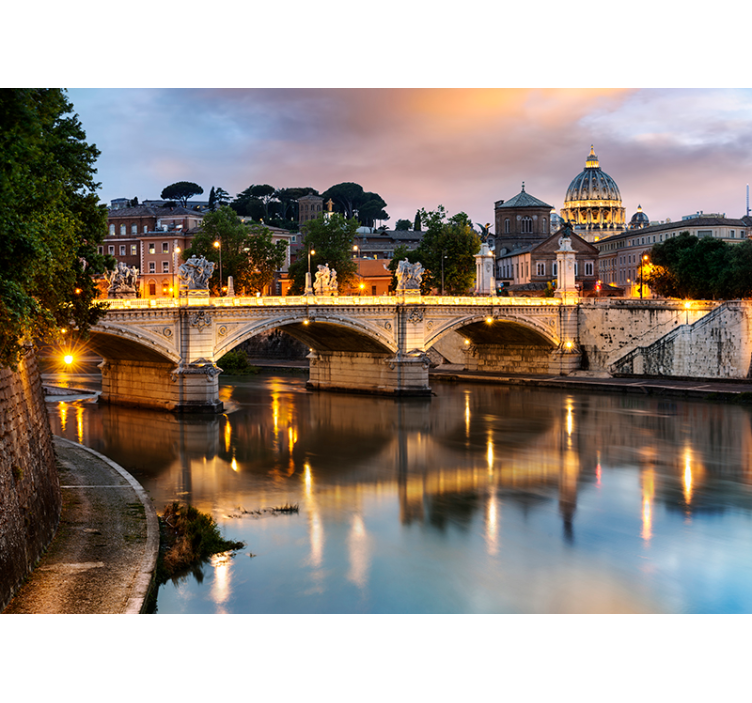 City wall mural of rome's majestic bridge - TenStickers