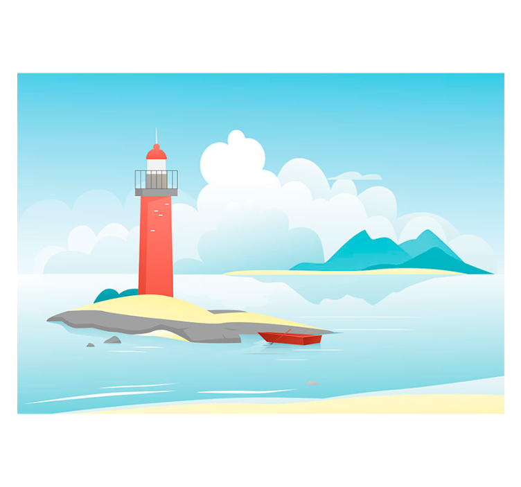 Landscape mural lighthouse beneath clouds - TenStickers