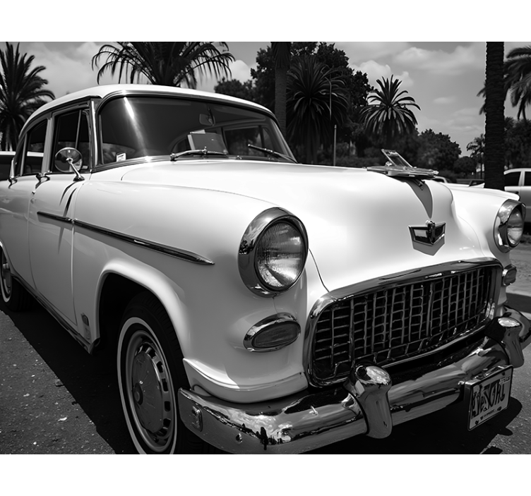 Classic White Car vehicle wall mural - TenStickers