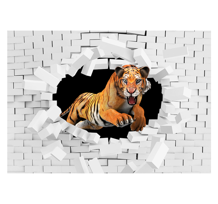 Leaping Tiger animal mural - TenStickers
