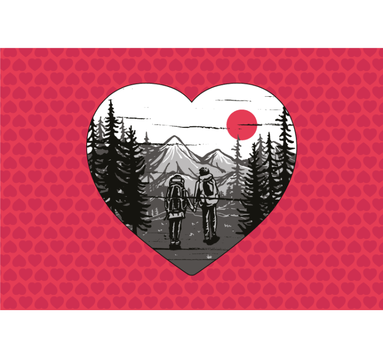 Romantic wall mural mountain heart journey - TenStickers