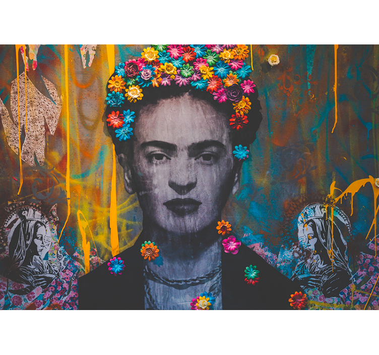 Painting mural frida floral portrait - TenStickers