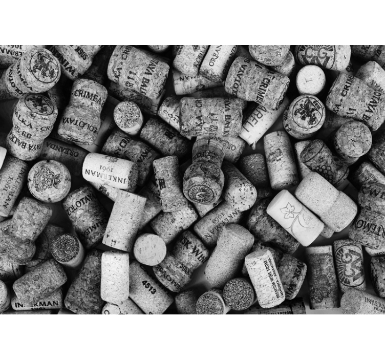 B&W Wine corks 3D Wall Mural - TenStickers