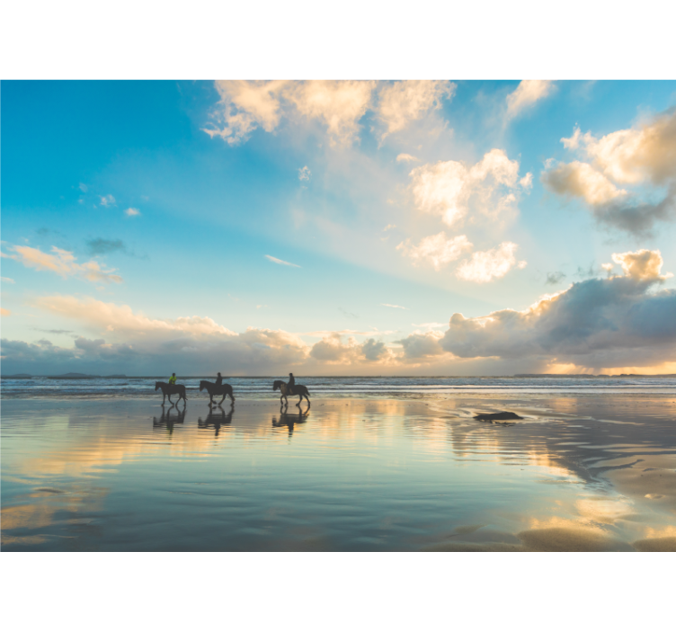 Landscape mural seaside horse riders - TenStickers