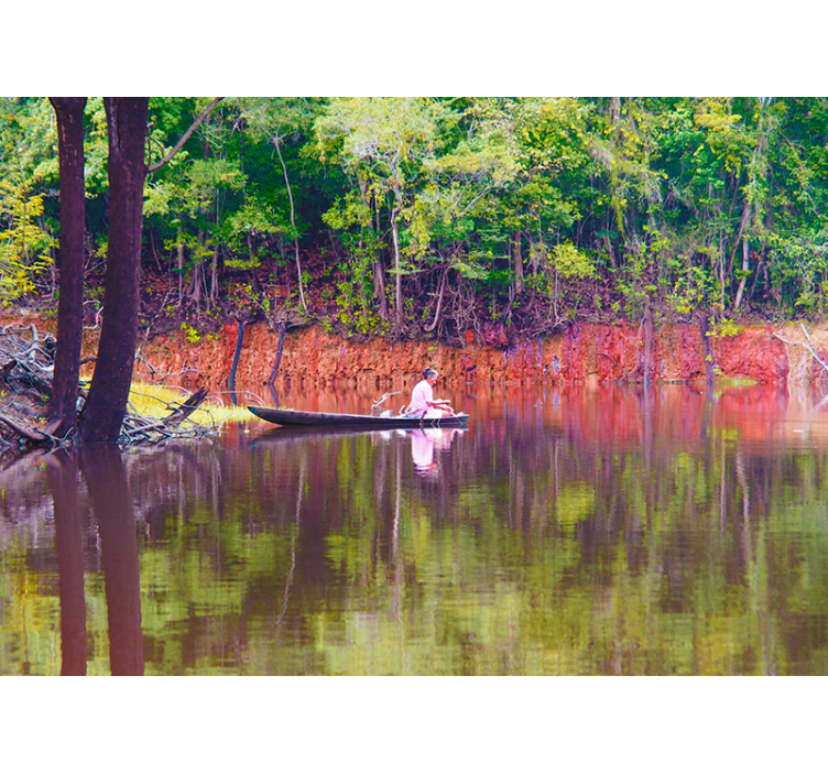 Serene Canoeing Scene landscape mural - TenStickers