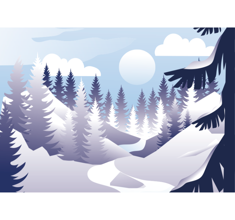 Winter Forest Scene landscape mural - TenStickers