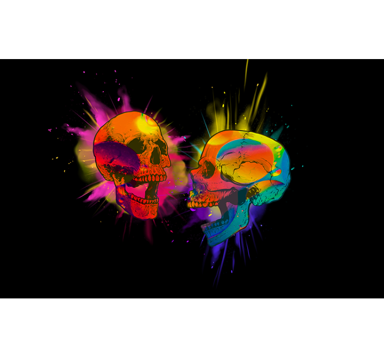 Urban wall mural colorful skull artwork - TenStickers
