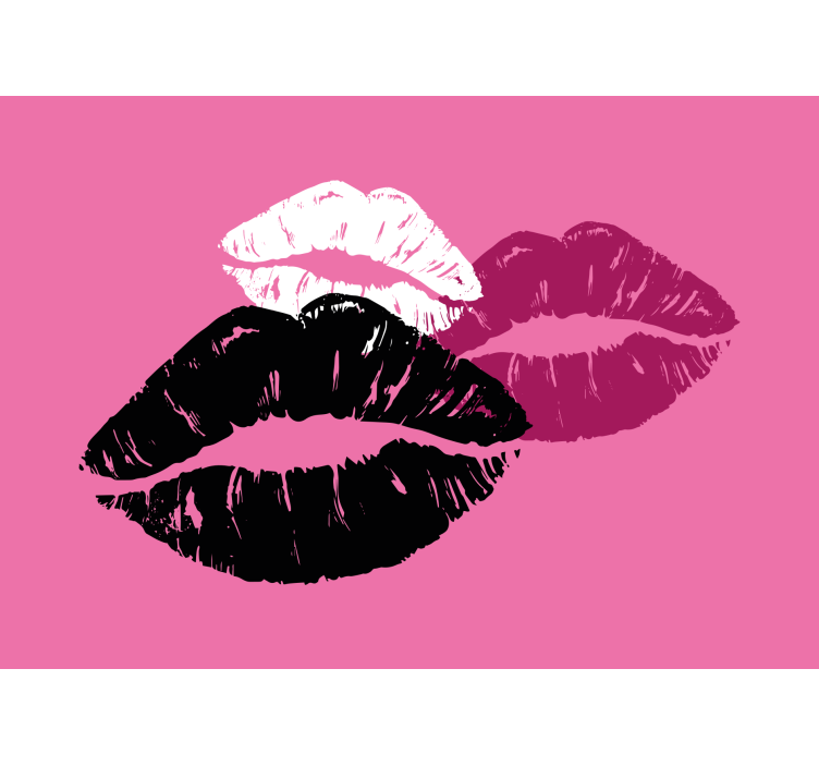 Pink background with colored lips wallpaper - TenStickers