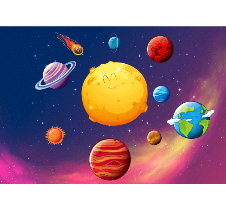 Fantasy wall mural of joyful planet characters - TenStickers