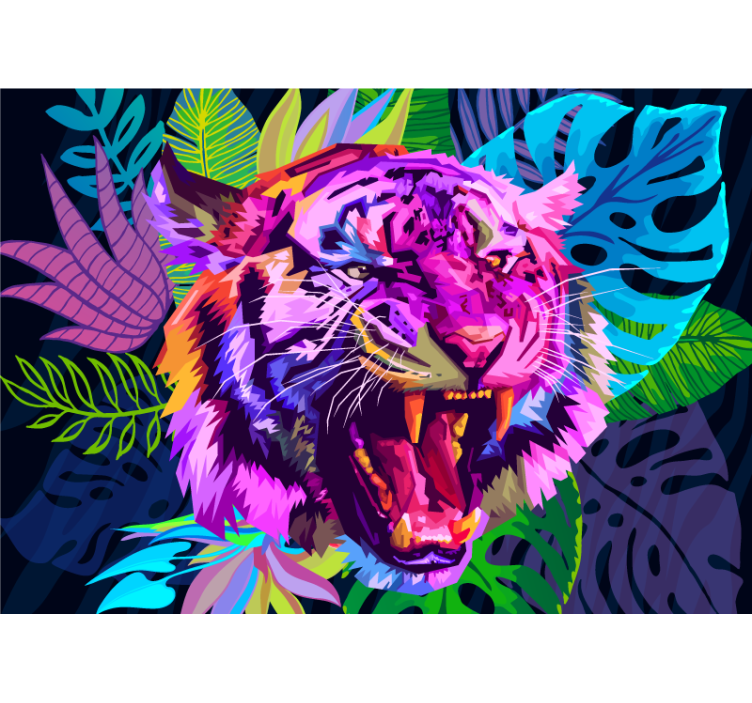 Animal mural colorful tiger head artwork - TenStickers