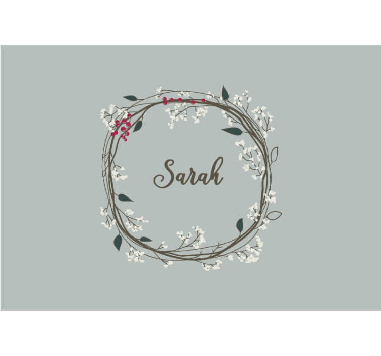 Floral name circle kids wall mural - TenStickers
