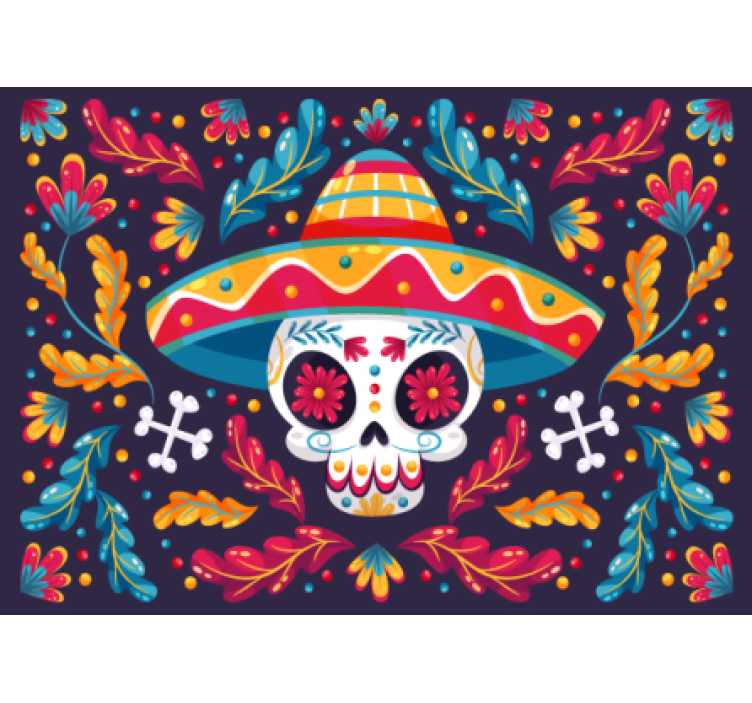 Animal mural colorful sugar skull design - TenStickers