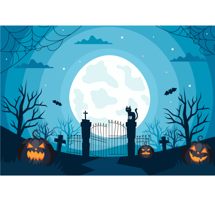 Haunted Graveyard Scene halloween wall mural - TenStickers