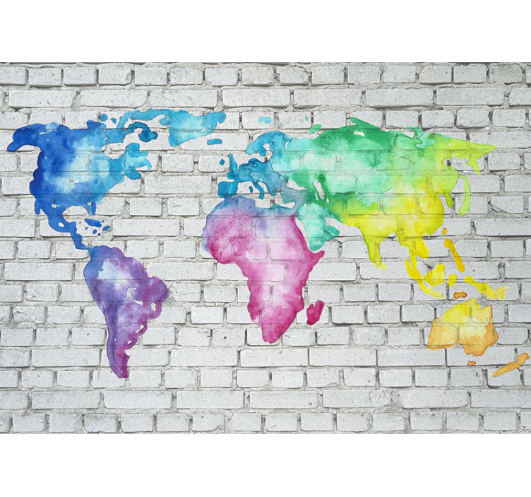World map mural watercolor world map - TenStickers