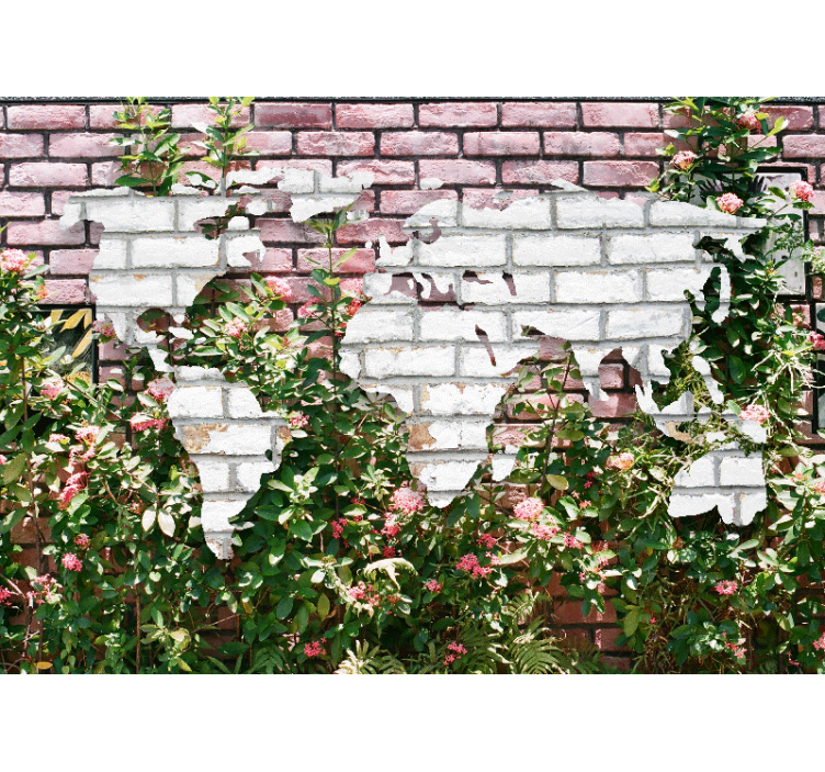 Flowering world map world map mural - TenStickers