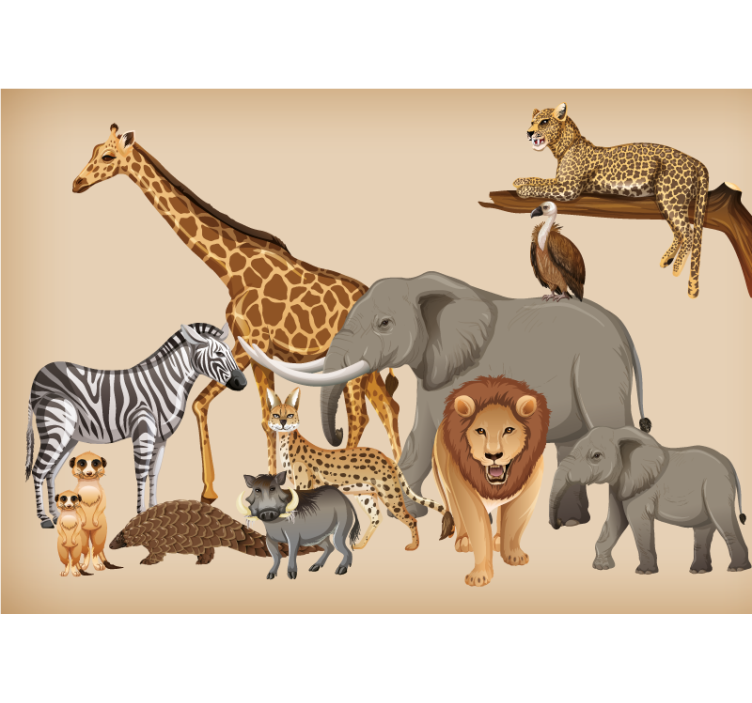 Savanna Wildlife Collection animal mural - TenStickers