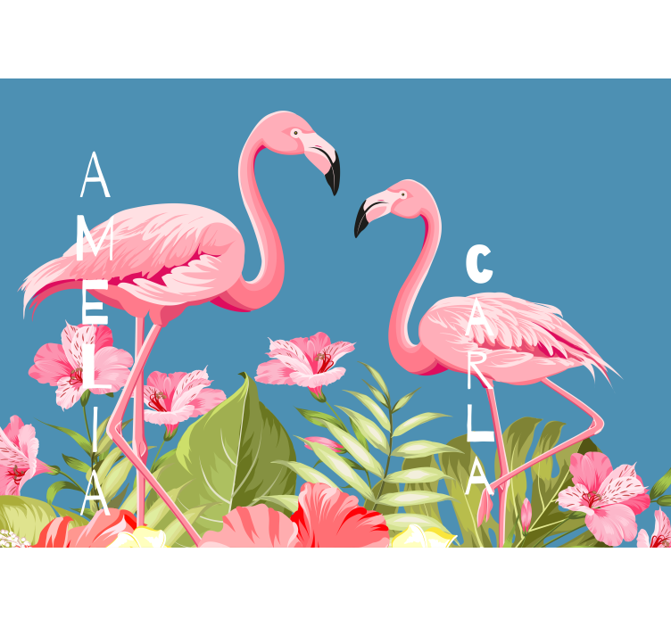 Flamingos and Blooms animal mural - TenStickers