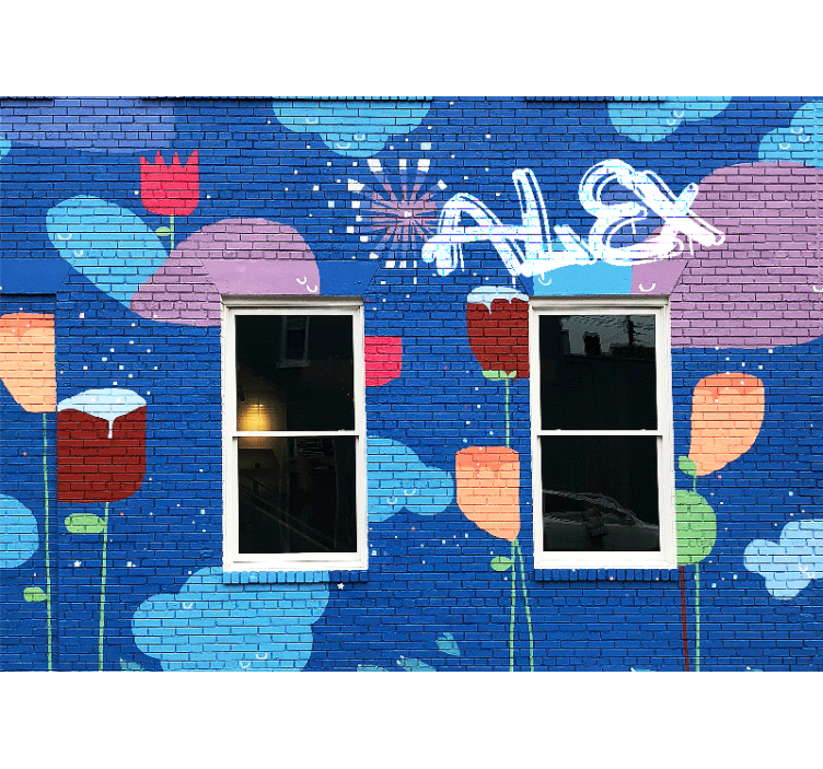 Colorful Floral Elements urban wall mural - TenStickers