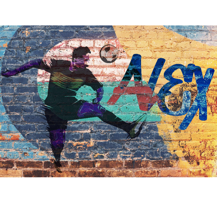 Urban wall mural soccer player in action - TenStickers