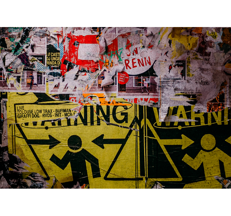 Urban wall mural urban warning signs - TenStickers