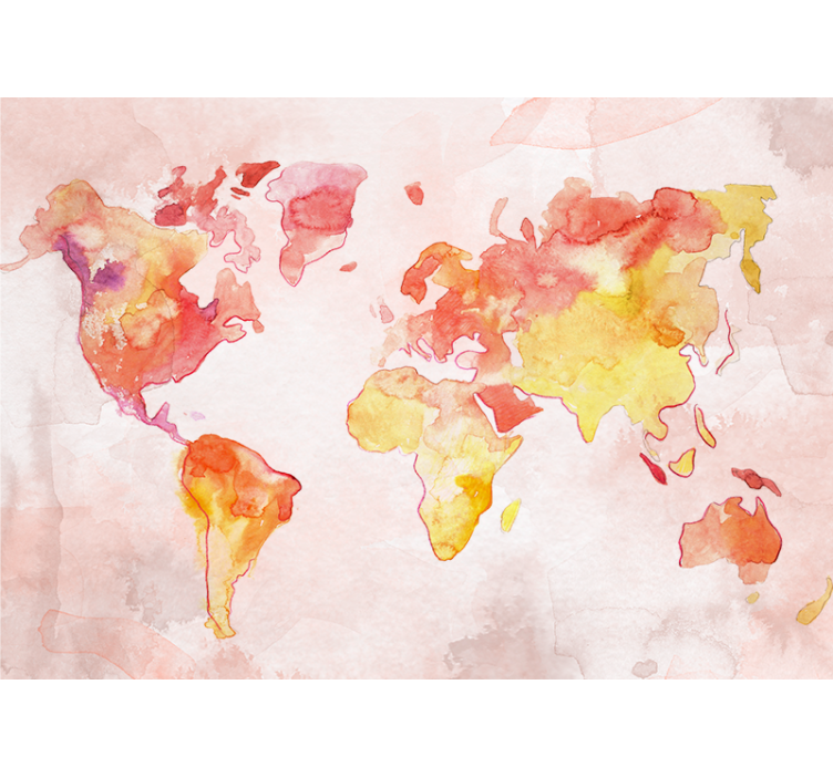 World map mural watercolor global map - TenStickers