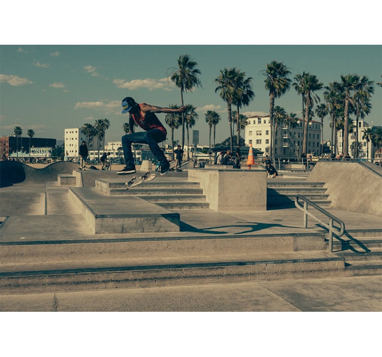 Urban wall mural skateboarder in motion - TenStickers