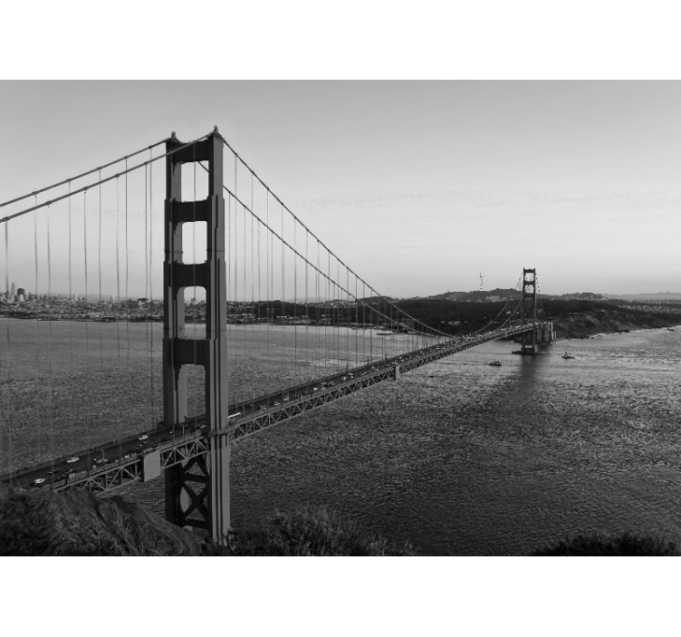 Golden Gate black and white wall mural - TenStickers