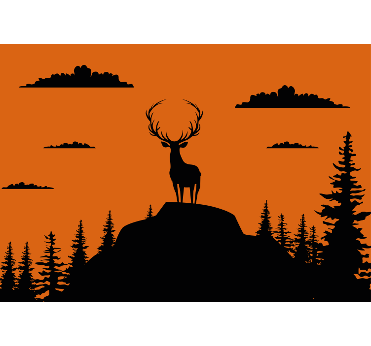 Deers and sunset  wall mural - TenStickers