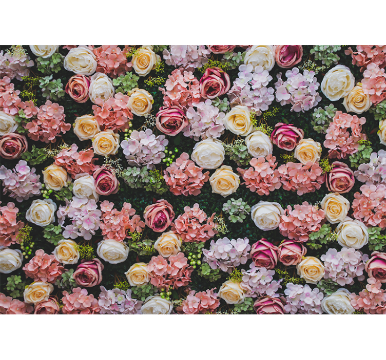 Flower mural with blossoming rose accents - TenStickers