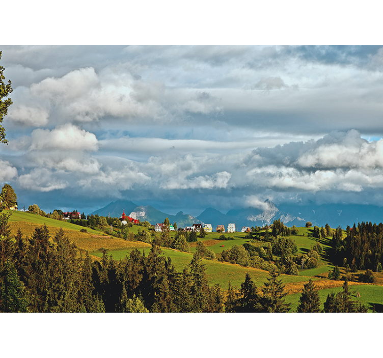 Landscape mural mountainous countryside view - TenStickers