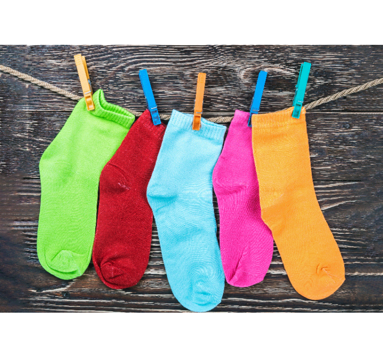 Colorful Hanging Socks christmas wall mural - TenStickers